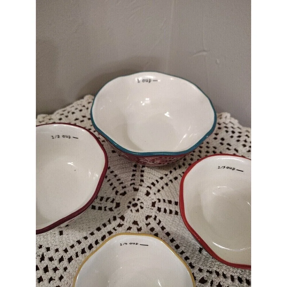 The Pioneer Woman Nesting Measuring Bowl Set 4 piece Fall Flowers Stoneware